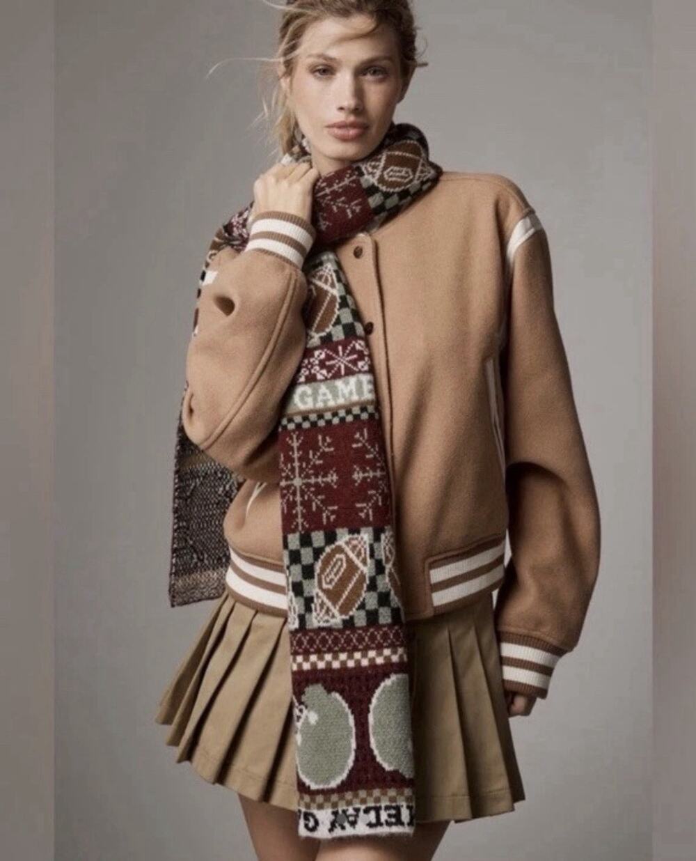 Anthropologie Mariel Icon Scarf Football Fair Isle NWT